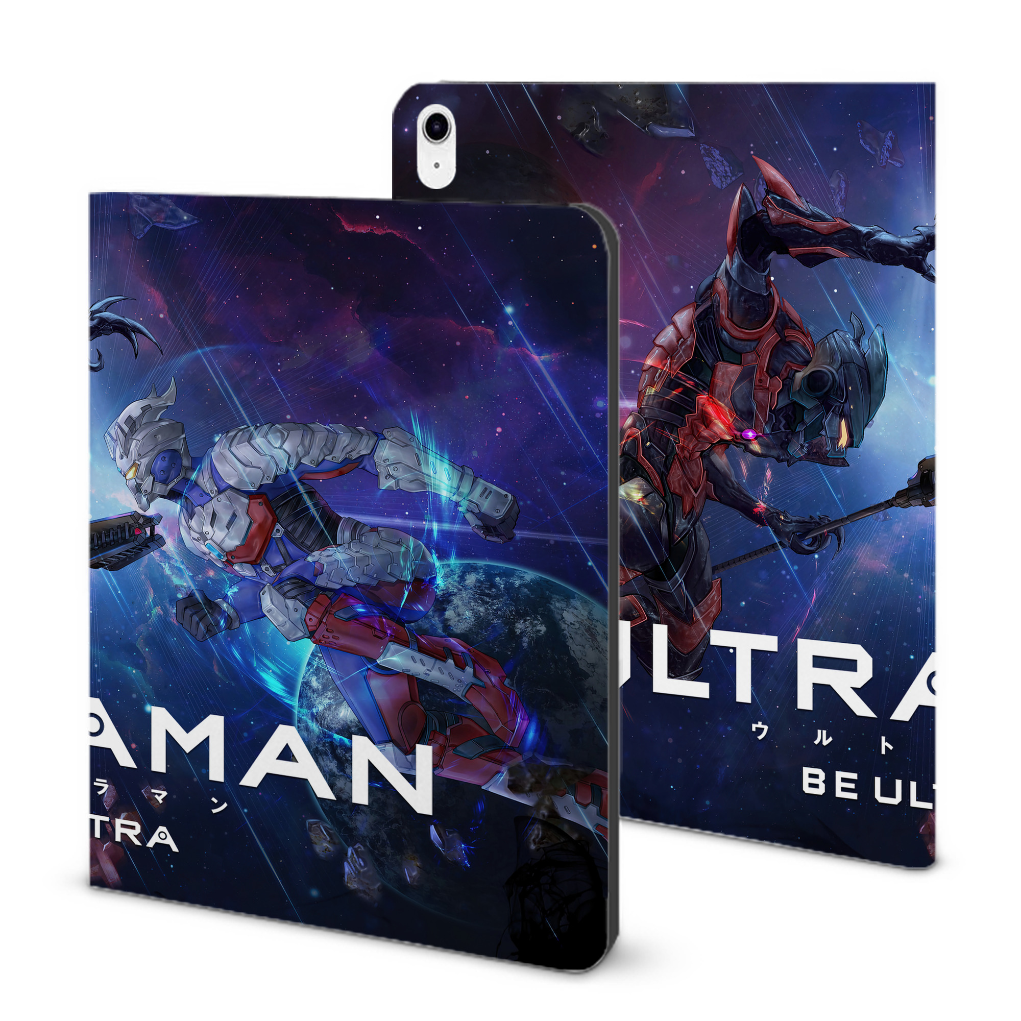 （画像用） ウルトラマン Ultraman IPad ケース ブック型 PUレザー TPU 耐衝撃 軽量 薄型 ペン収納なし 全面保護 IPad 各モデル対応
